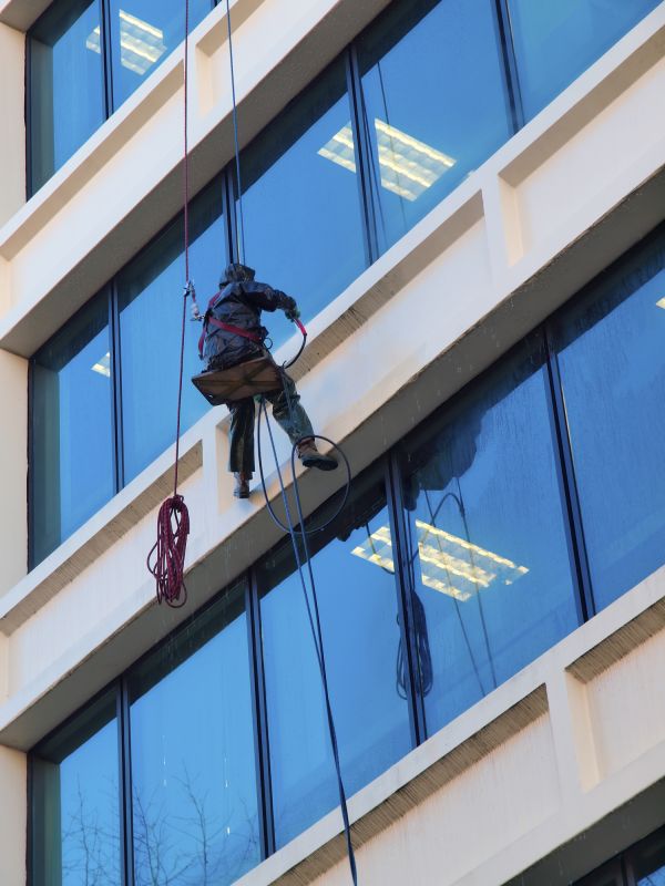 Local Commercial Window Washing pros at work